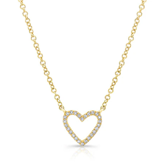 14K Yellow Gold Diamond Heart Necklace