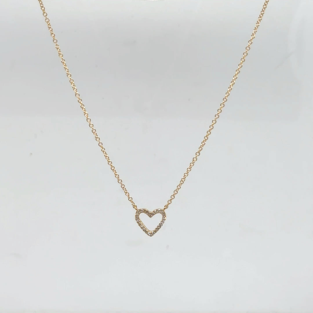 14K Yellow Gold Diamond Heart Necklace