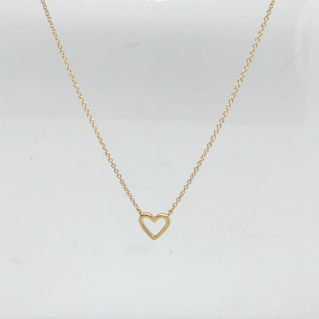 14K Yellow Gold Diamond Heart Necklace