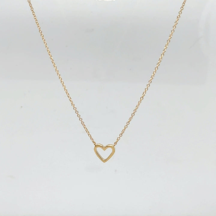 14K Yellow Gold Diamond Heart Necklace