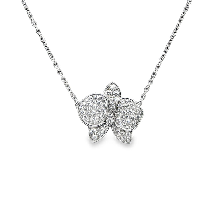 Cartier Caresse D'Orchidees 18K White Gold Diamond Necklace