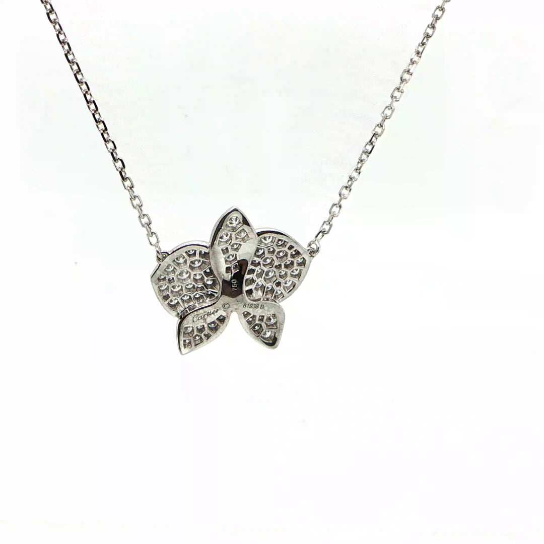 Cartier Caresse D'Orchidees 18K White Gold Diamond Necklace