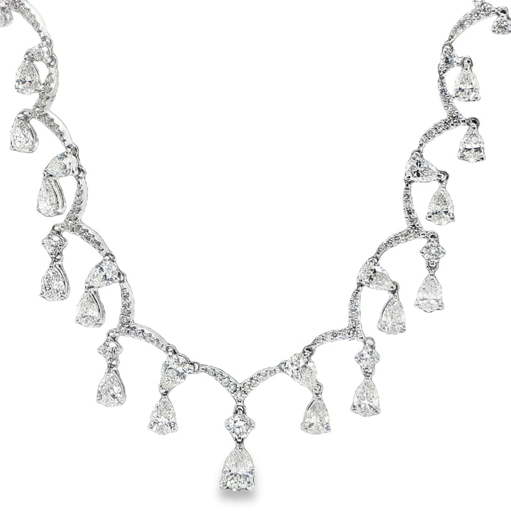 18K White Gold Pear Diamond Necklace