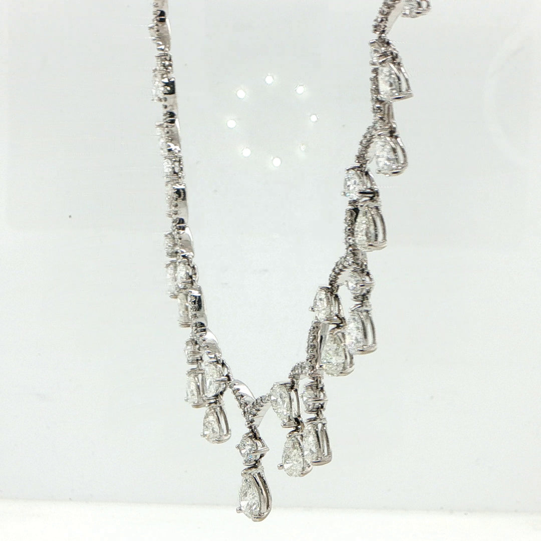 18K White Gold Pear Diamond Necklace