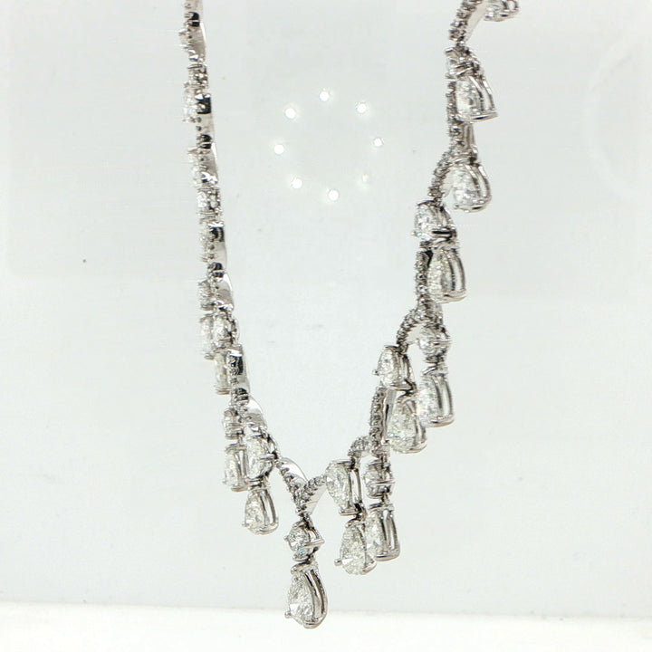 18K White Gold Pear Diamond Necklace