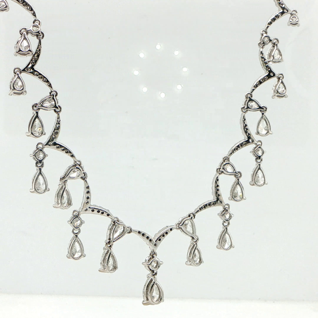 18K White Gold Pear Diamond Necklace