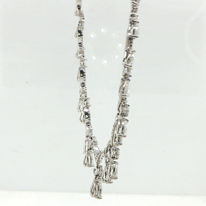 18K White Gold Pear Diamond Necklace