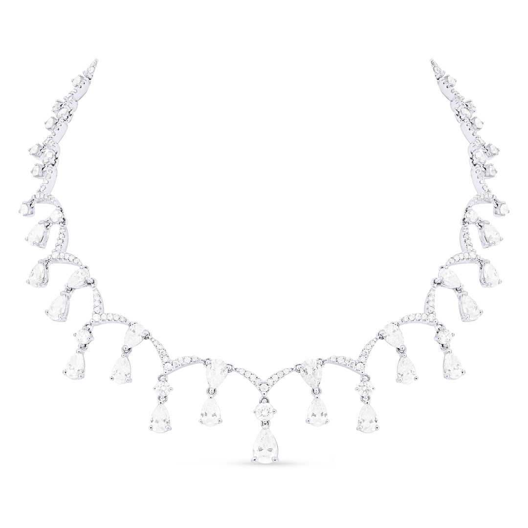 18K White Gold Pear Diamond Necklace