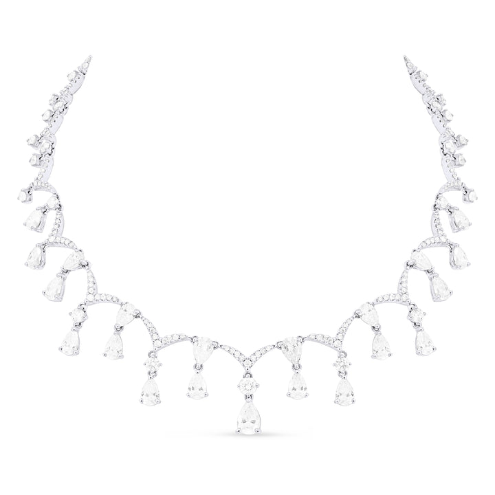 18K White Gold Pear Diamond Necklace