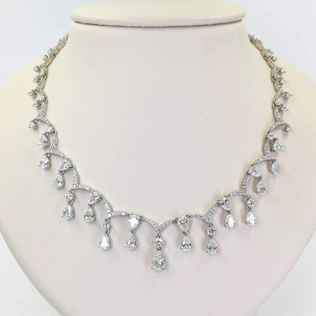18K White Gold Pear Diamond Necklace