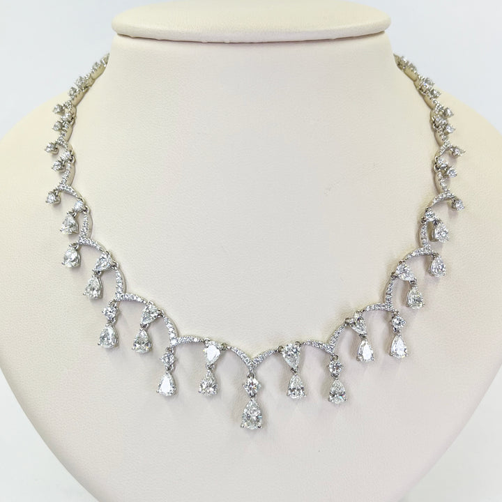 18K White Gold Pear Diamond Necklace