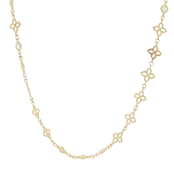 Roberto Coin 18K Yellow Gold Principessa Diamond Flower Collar Necklace