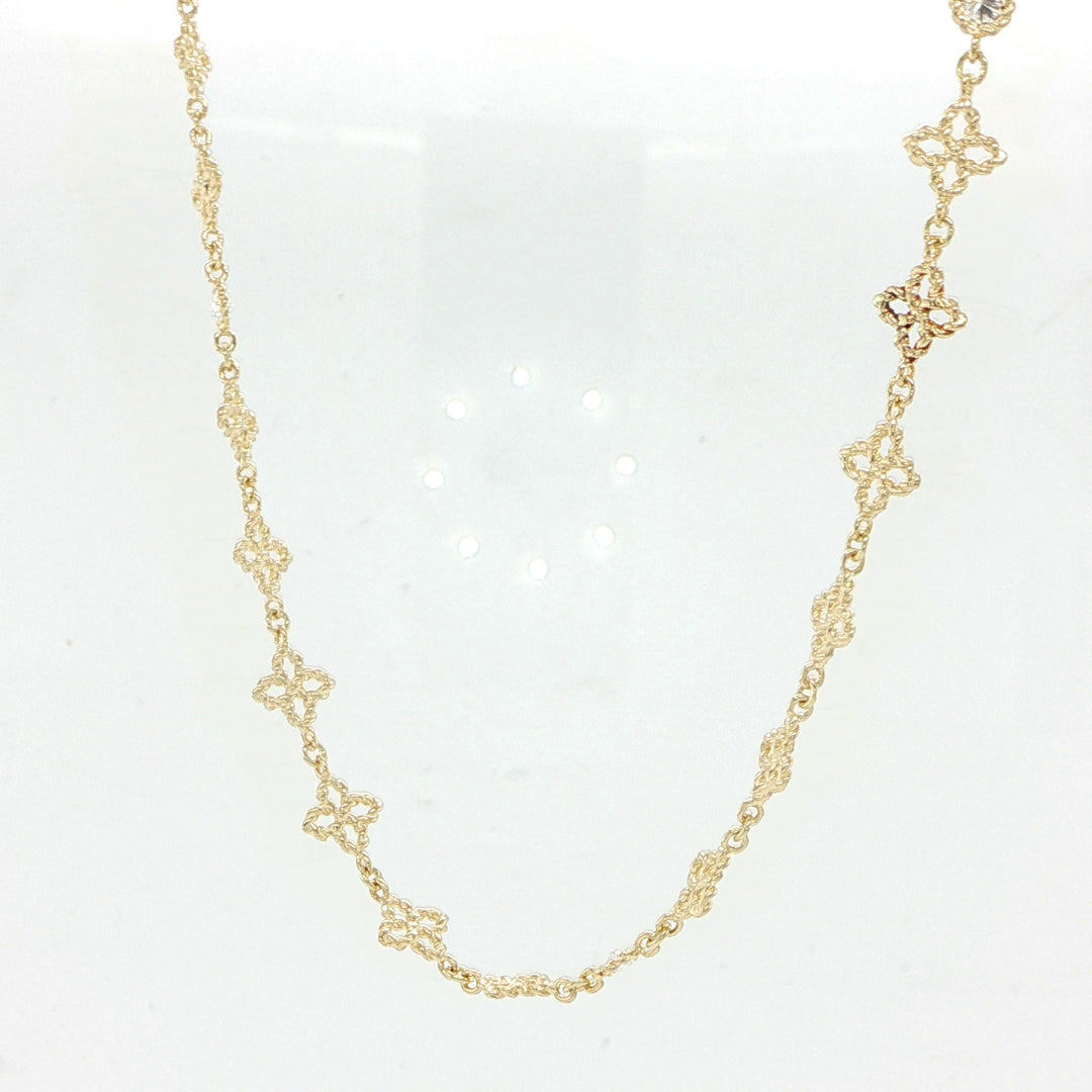 Roberto Coin 18K Yellow Gold Principessa Diamond Flower Collar Necklace