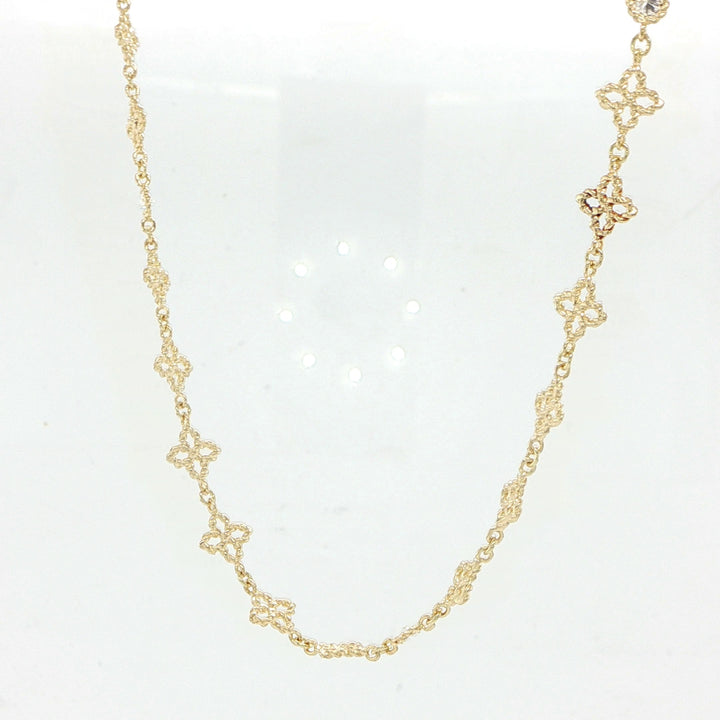 Roberto Coin 18K Yellow Gold Principessa Diamond Flower Collar Necklace