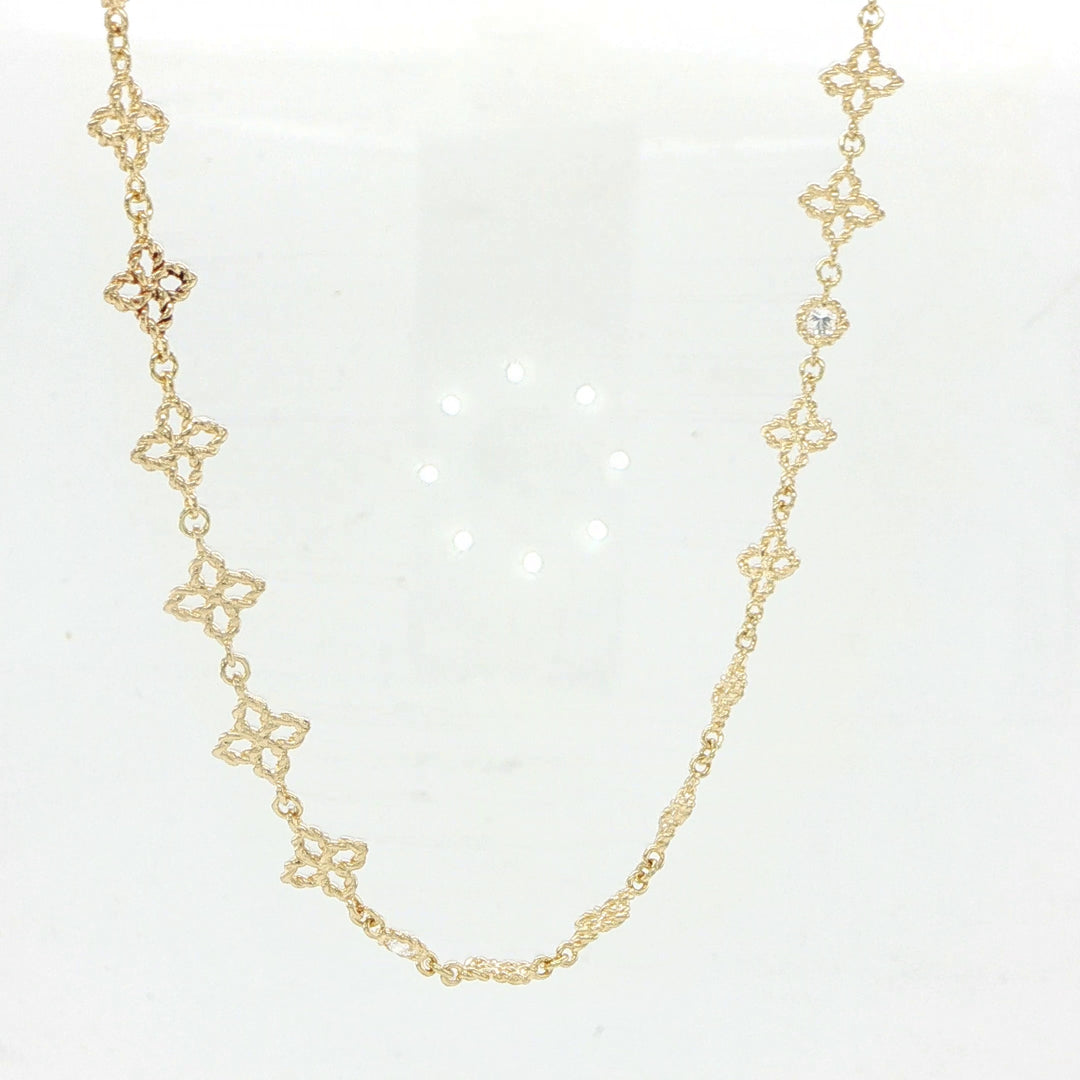 Roberto Coin 18K Yellow Gold Principessa Diamond Flower Collar Necklace