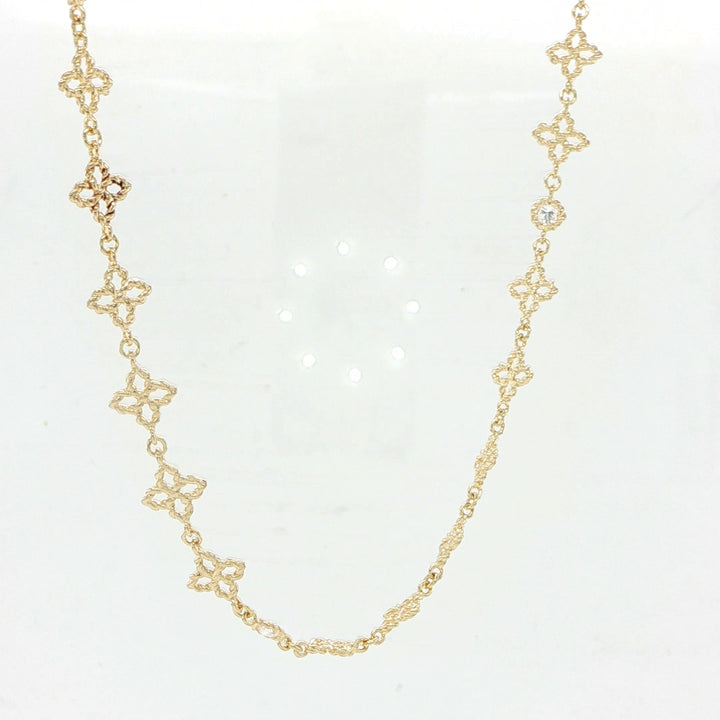 Roberto Coin 18K Yellow Gold Principessa Diamond Flower Collar Necklace
