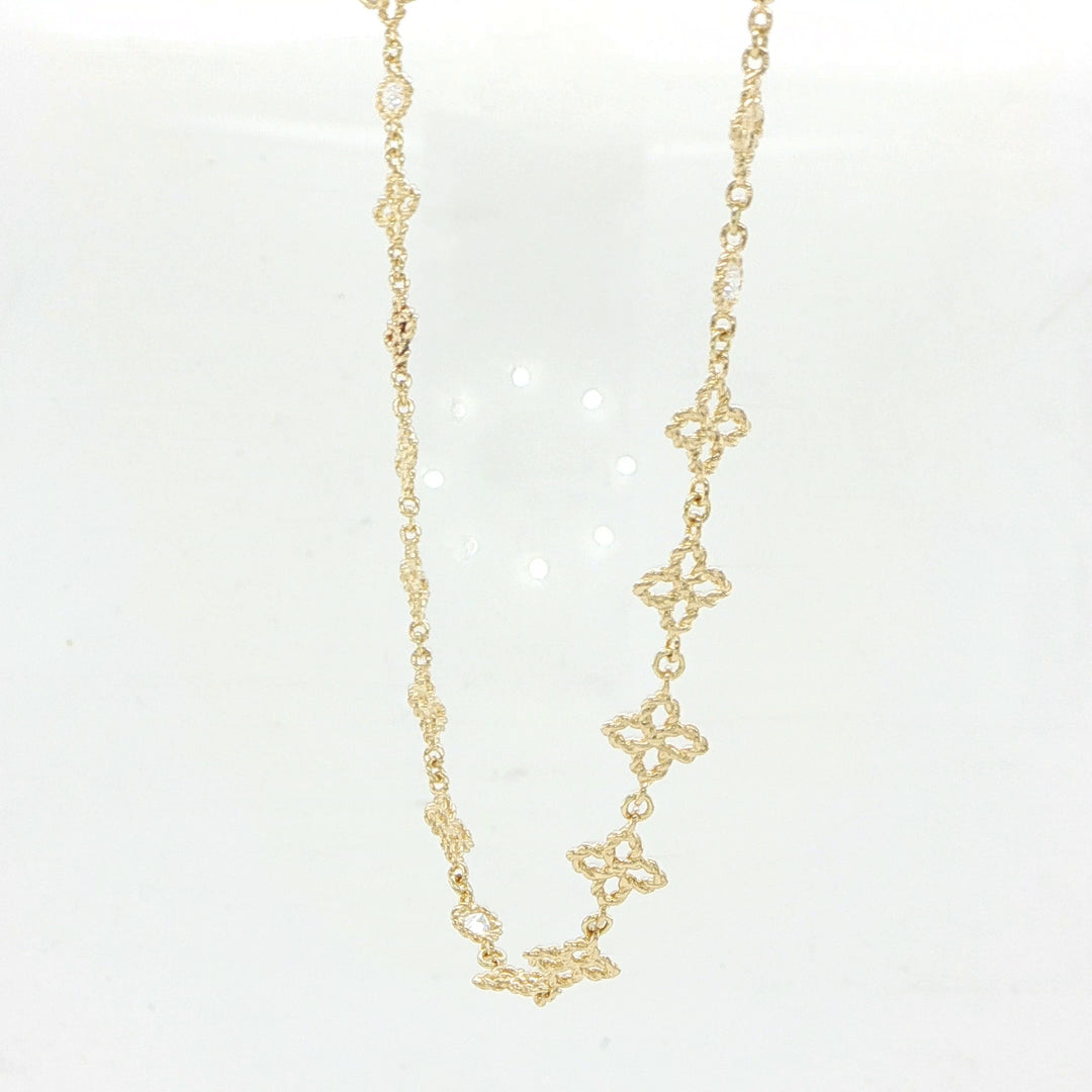 Roberto Coin 18K Yellow Gold Principessa Diamond Flower Collar Necklace