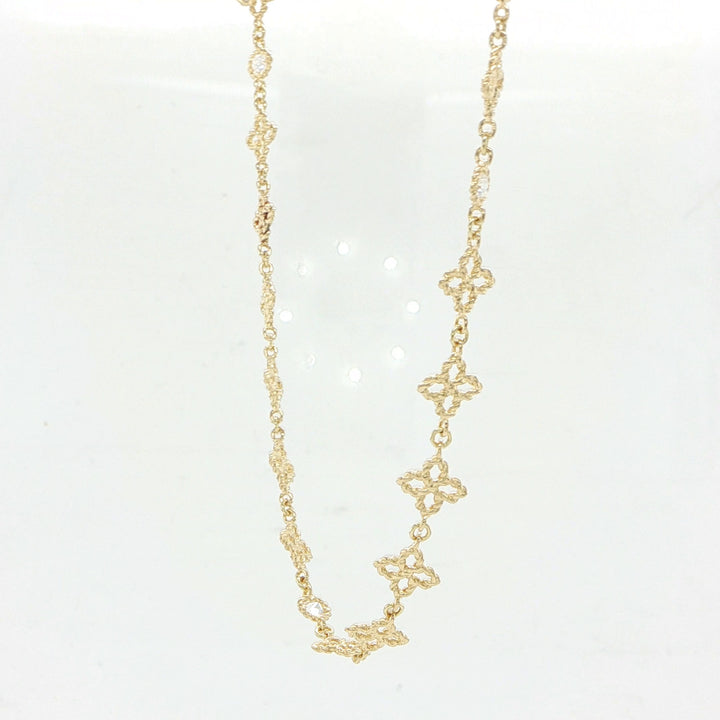Roberto Coin 18K Yellow Gold Principessa Diamond Flower Collar Necklace
