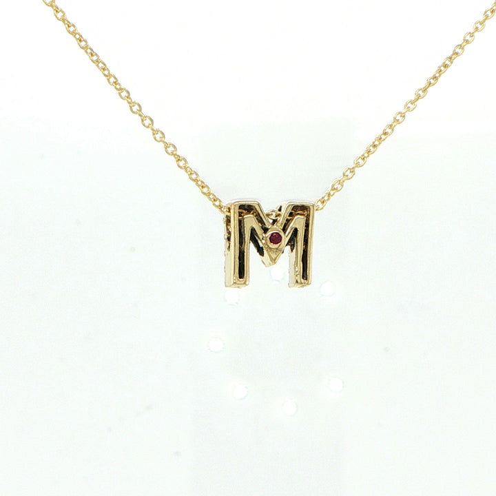 Tiny Treasures Love Letter  "M"  Necklace