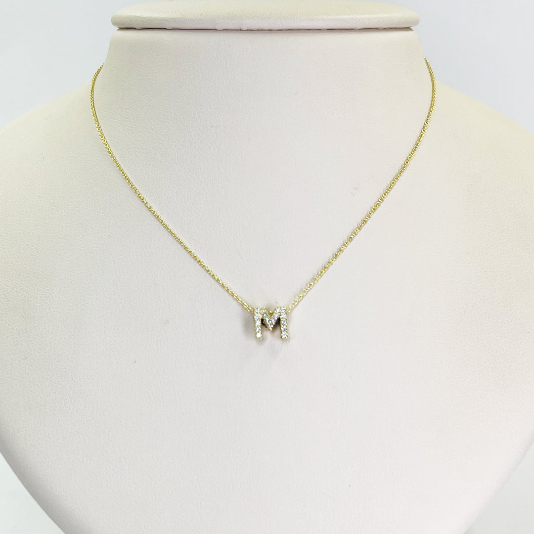Tiny Treasures Love Letter  "M"  Necklace