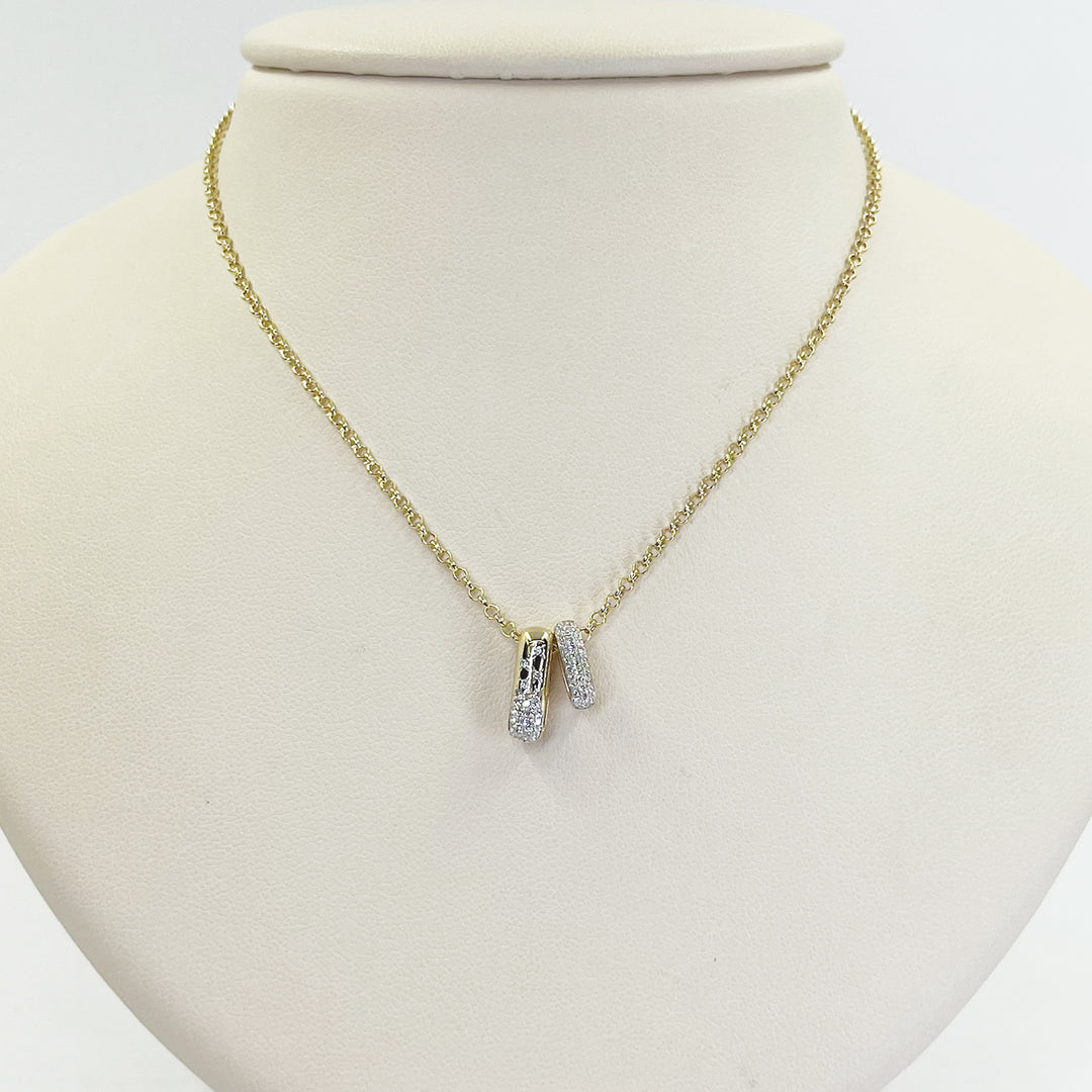 14K Yellow Gold Sliding Diamond Bar Necklace