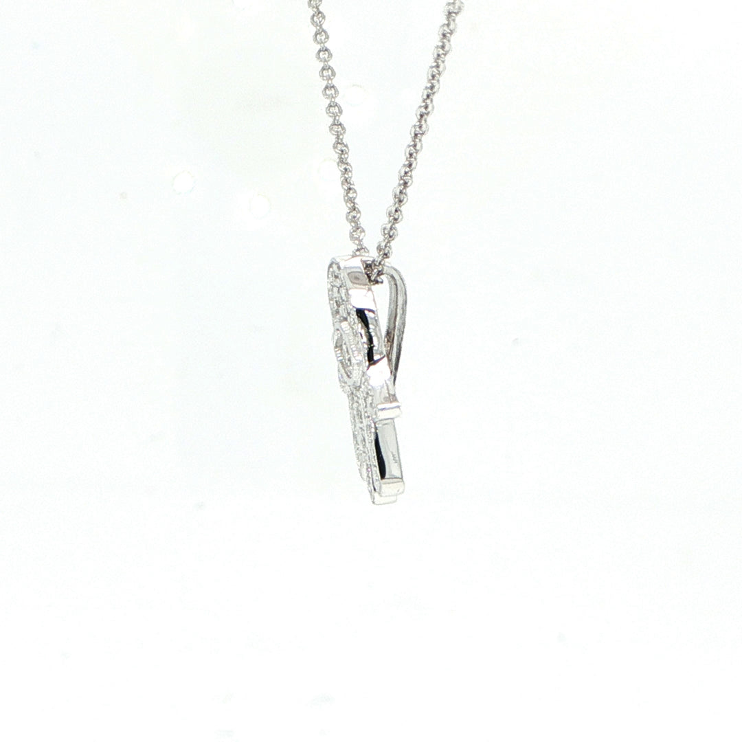 18K White Gold Diamond Hamsa Necklace