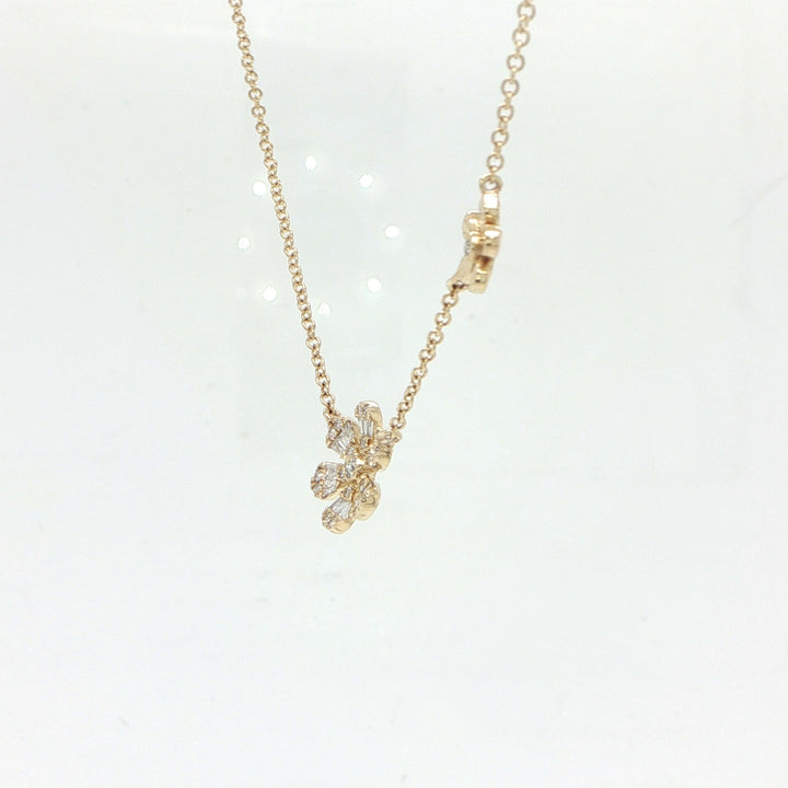 14K White Gold Diamond Flower Necklace