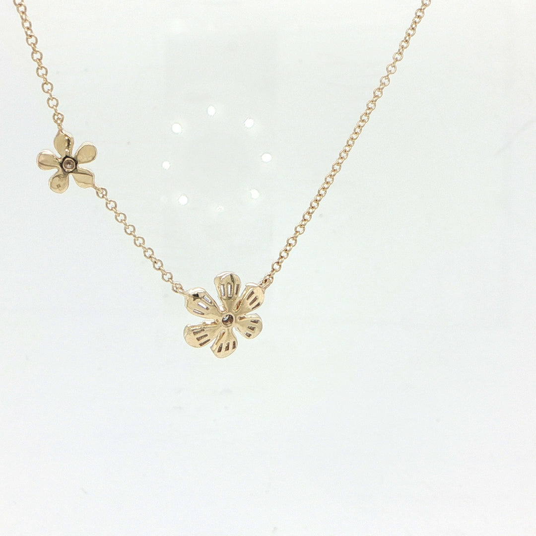 14K White Gold Diamond Flower Necklace