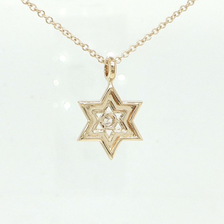 14K Yellow Gold Diamond Star of David Necklace