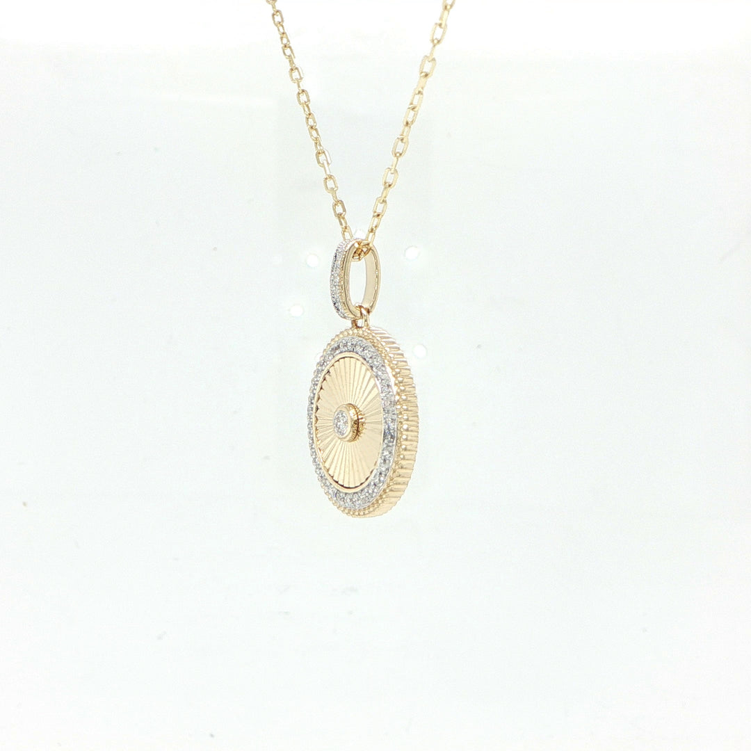 14K Yellow Gold Milgrain Diamond Pendant Necklace