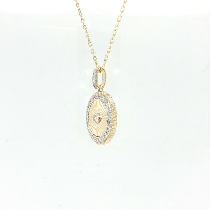 14K Yellow Gold Milgrain Diamond Pendant Necklace