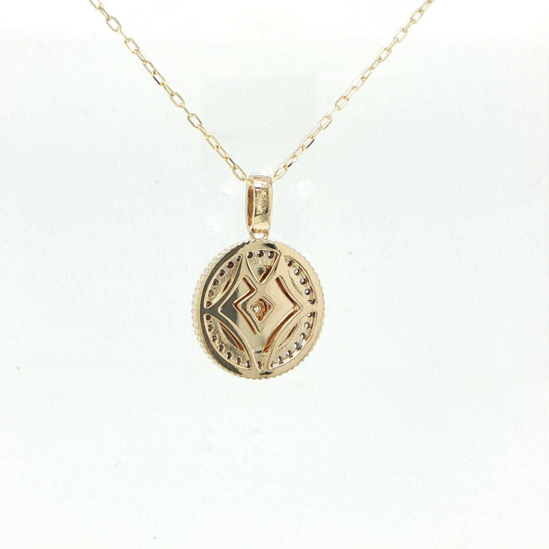 14K Yellow Gold Milgrain Diamond Pendant Necklace