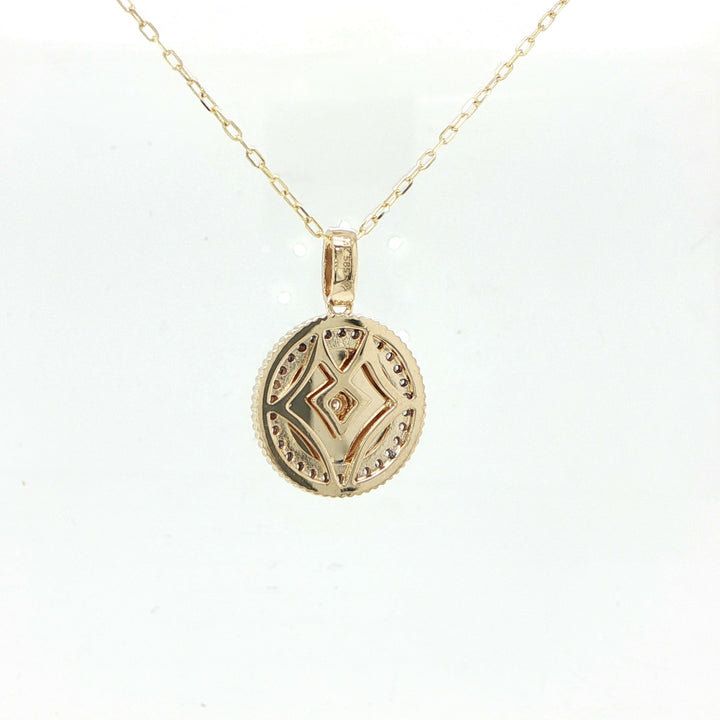 14K Yellow Gold Milgrain Diamond Pendant Necklace