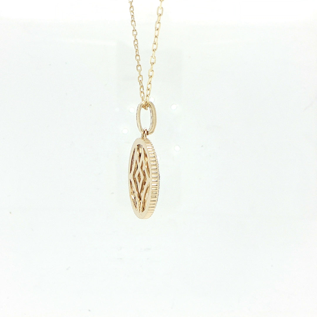 14K Yellow Gold Milgrain Diamond Pendant Necklace