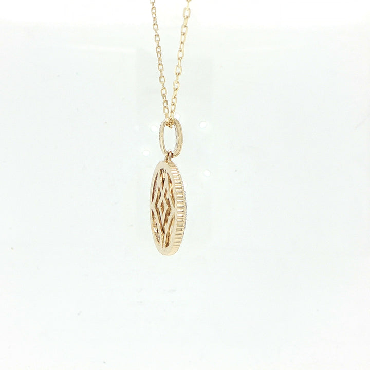 14K Yellow Gold Milgrain Diamond Pendant Necklace