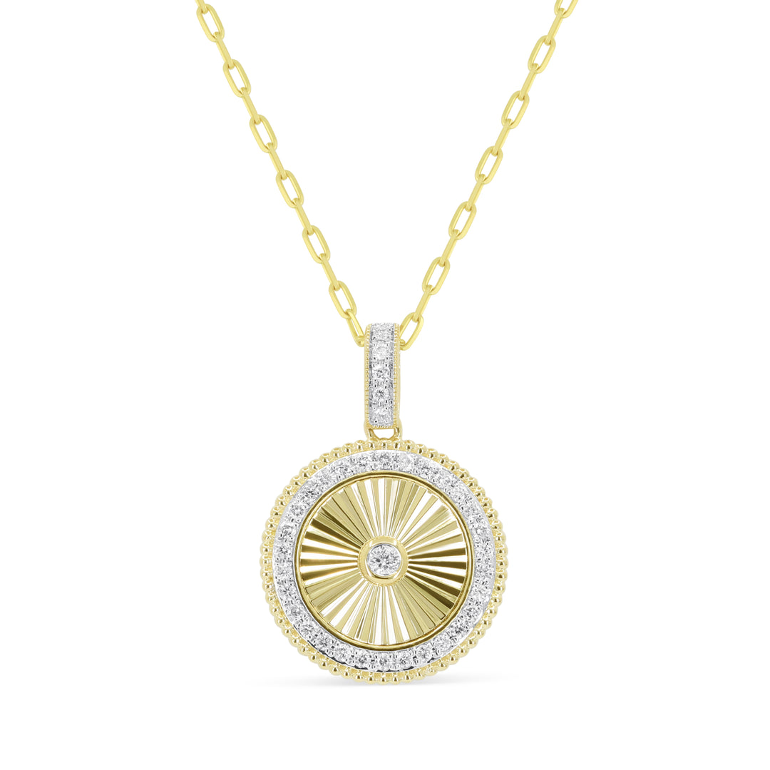 14K Yellow Gold Milgrain Diamond Pendant Necklace