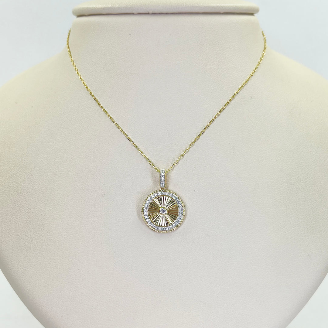14K Yellow Gold Milgrain Diamond Pendant Necklace