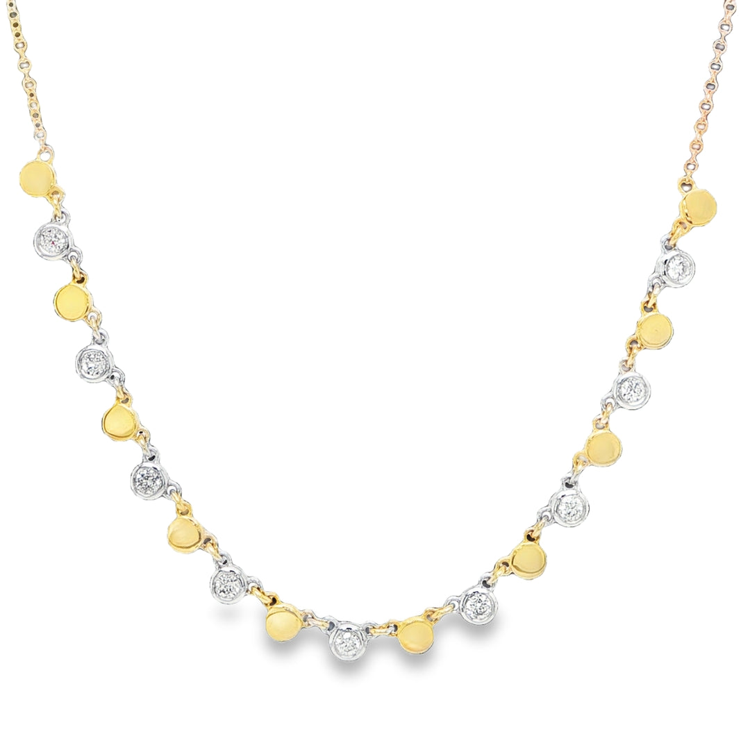 14 Karat White & Yellow Gold Necklace with 0.25 Carats of Diamonds