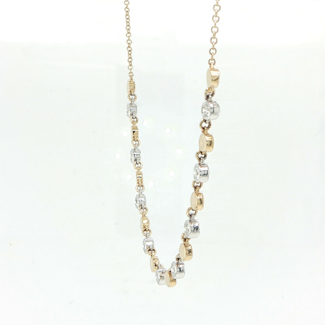 14 Karat White & Yellow Gold Necklace with 0.25 Carats of Diamonds