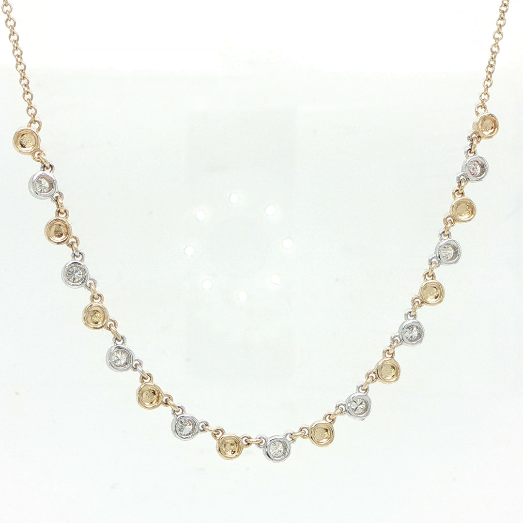 14 Karat White & Yellow Gold Necklace with 0.25 Carats of Diamonds