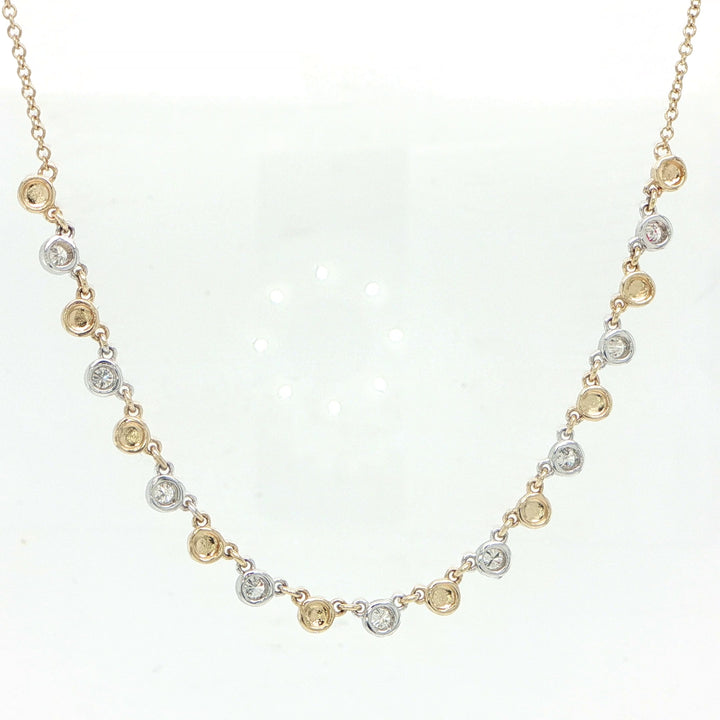 14 Karat White & Yellow Gold Necklace with 0.25 Carats of Diamonds