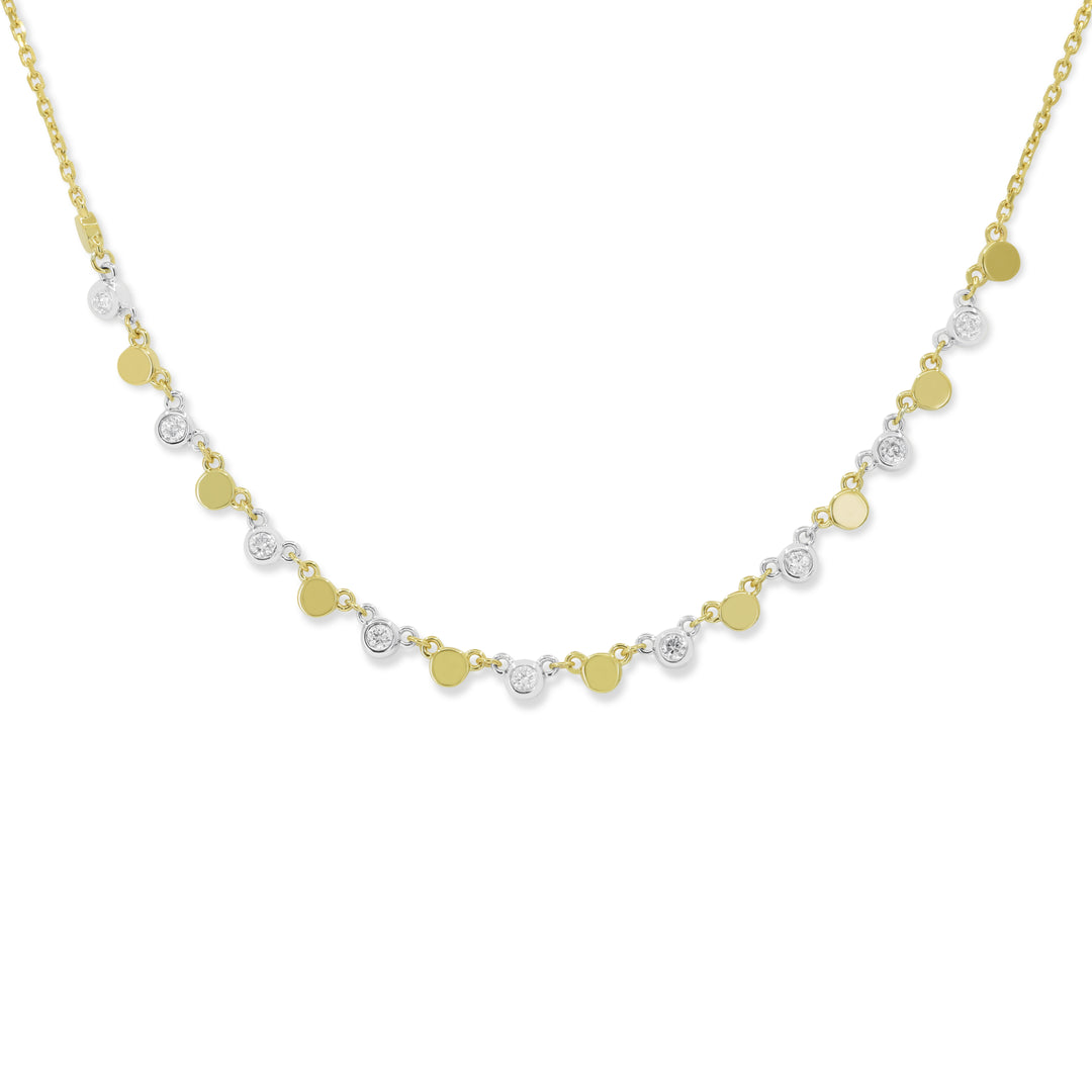 14 Karat White & Yellow Gold Necklace with 0.25 Carats of Diamonds