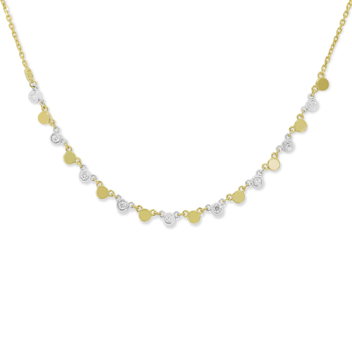 14 Karat White & Yellow Gold Necklace with 0.25 Carats of Diamonds