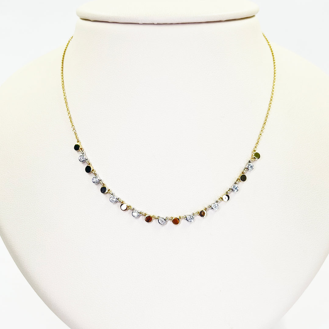 14 Karat White & Yellow Gold Necklace with 0.25 Carats of Diamonds