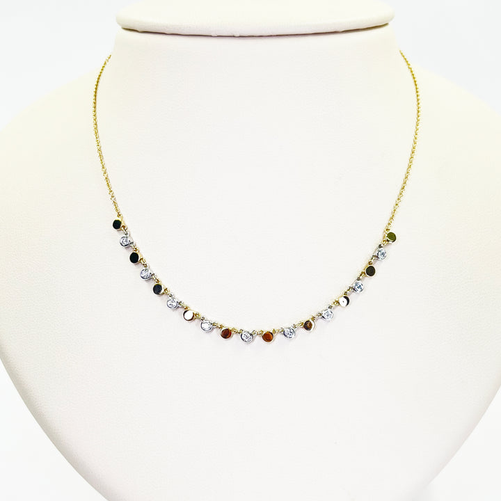 14 Karat White & Yellow Gold Necklace with 0.25 Carats of Diamonds