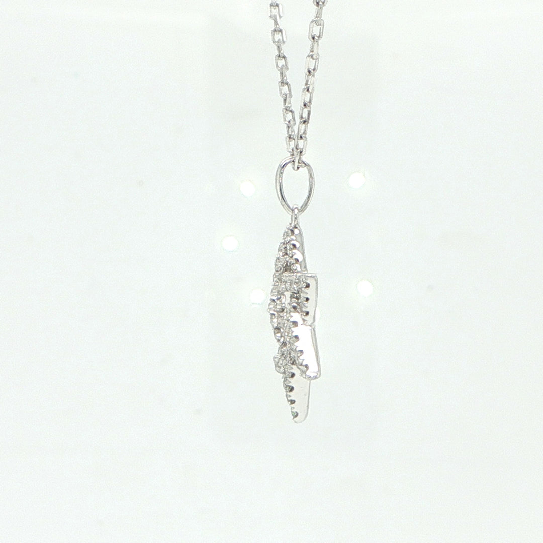 14K White Gold Diamond Star of David Necklace