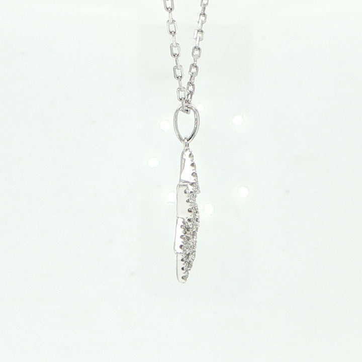 14K White Gold Diamond Star of David Necklace