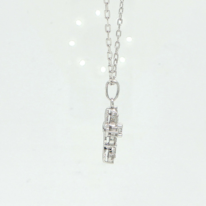 14K White Gold Diamond Cross Necklace
