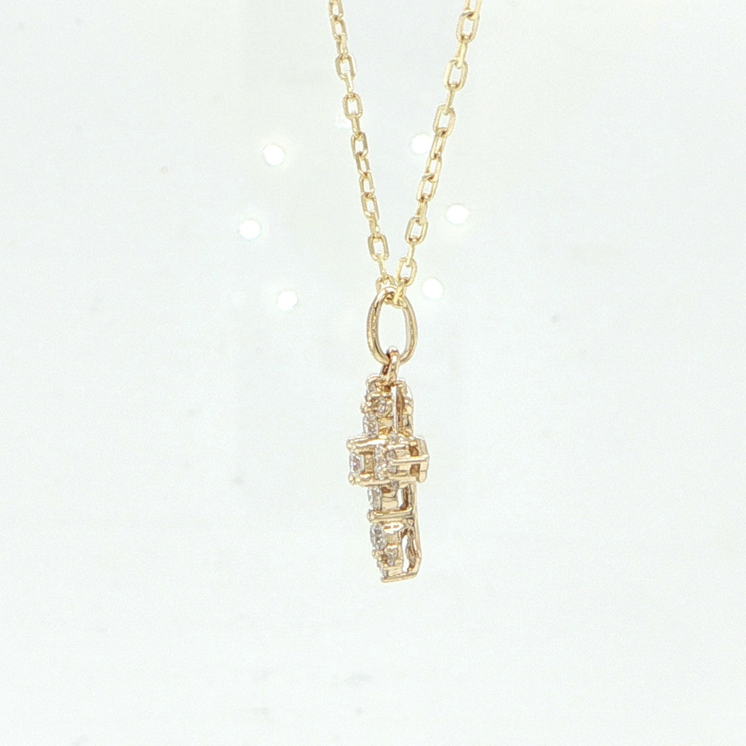 14K Yellow Gold Diamond Cross Necklace