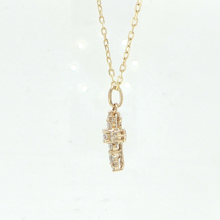 14K Yellow Gold Diamond Cross Necklace